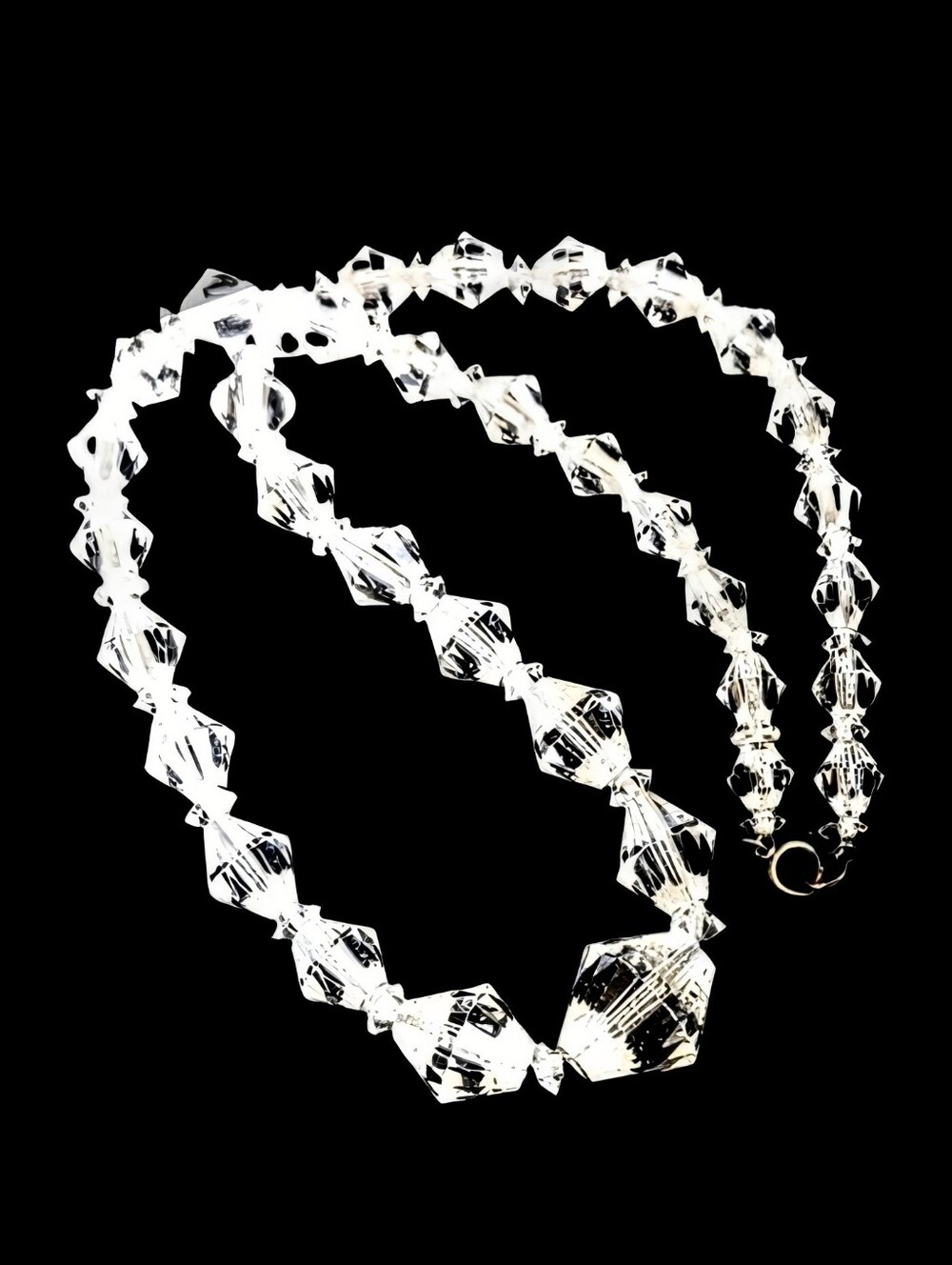 💎 Antique Art Deco Bi-cone Clear Faceted Glass Austrian Crystal Necklace